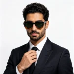 Minimalist Arrow Rivet Thick Black Small Square Gradient Purple Sunglasses Unisex - Image 2