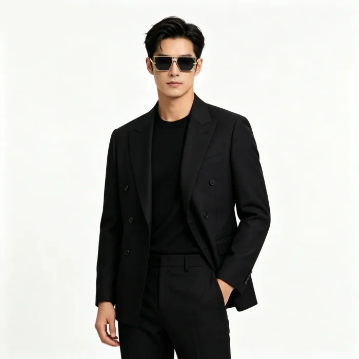 Minimalist Hollow Thick Frame Black Gold Hexagon Gradient Purple Sunglasses Unisex - Image 2