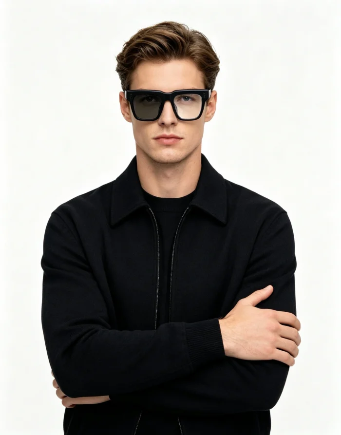 Minimalist Rivet Thick Square Photochromic Dual-purpose Sunglasses Unisex - Image 2