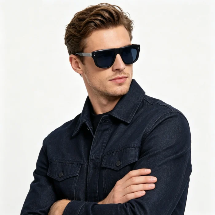 Minimalist Rimless Wood Temple Gold Brown Gradient Square Sunglasses Unisex - Image 2