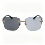 Minimalist Rimless Wood Gold Metal Photochrom Gradient Square Sunglasses Unisex