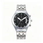 Streamline Letter Bezel Three Chronograph Two-Tone Men Steel Band Watch Sports Business Waterproof Quartz Wristwatch