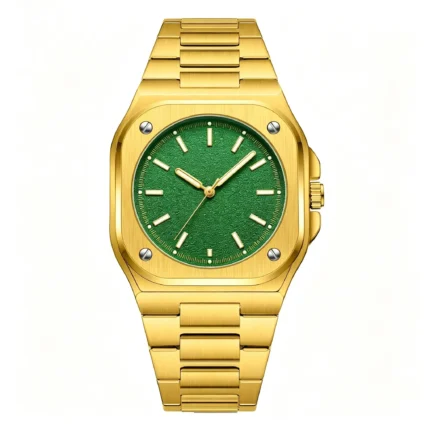Square Grain Luminous Single Date Men Stainless Steel Watch Minimal Business Waterproof Quartz Wristwatch