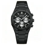 Octagon Screw Three Chronograph Integrated Steel Men Watch Multi-Function Business Waterproof Quartz Wristwatch