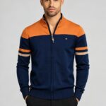 Men's Soft Stretch Color Block Zip Knit Cardigan Multi Occasion Breathable Daily Travel Lightweight Outer Sweater