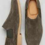 Men's Suede Low-Top Chelsea Slip-On Shoes Stacked Heel Smart Casual Dress Shoes