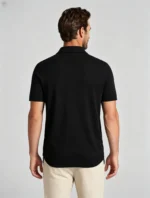 Contrast Vertical Stripe Zip Lapel Knit Polo, Vintage Slim Fit Casual Short Sleeve Top for Men - Image 5