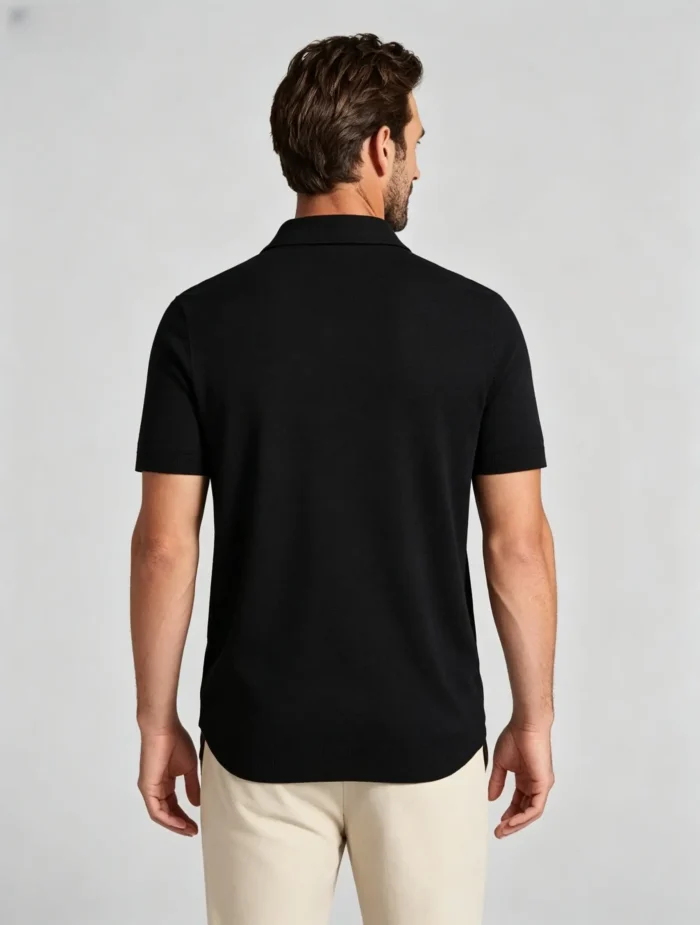Contrast Vertical Stripe Zip Lapel Knit Polo, Vintage Slim Fit Casual Short Sleeve Top for Men - Image 5