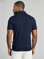 Contrast Vertical Stripe Zip Lapel Knit Polo, Vintage Slim Fit Casual Short Sleeve Top for Men - Image 7