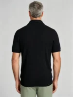 Notched Lapel Vertical Texture Open Knit Polo, Vintage Slim Fit Casual Short Sleeve Top for Men - Image 7
