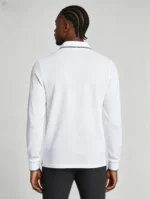 Color Striped Trim Lapel Long Sleeve Polo, Slim Fit Casual Long Sleeve Top for Men - Image 4