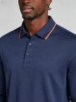 Color Striped Trim Lapel Long Sleeve Polo, Slim Fit Casual Long Sleeve Top for Men - Image 7