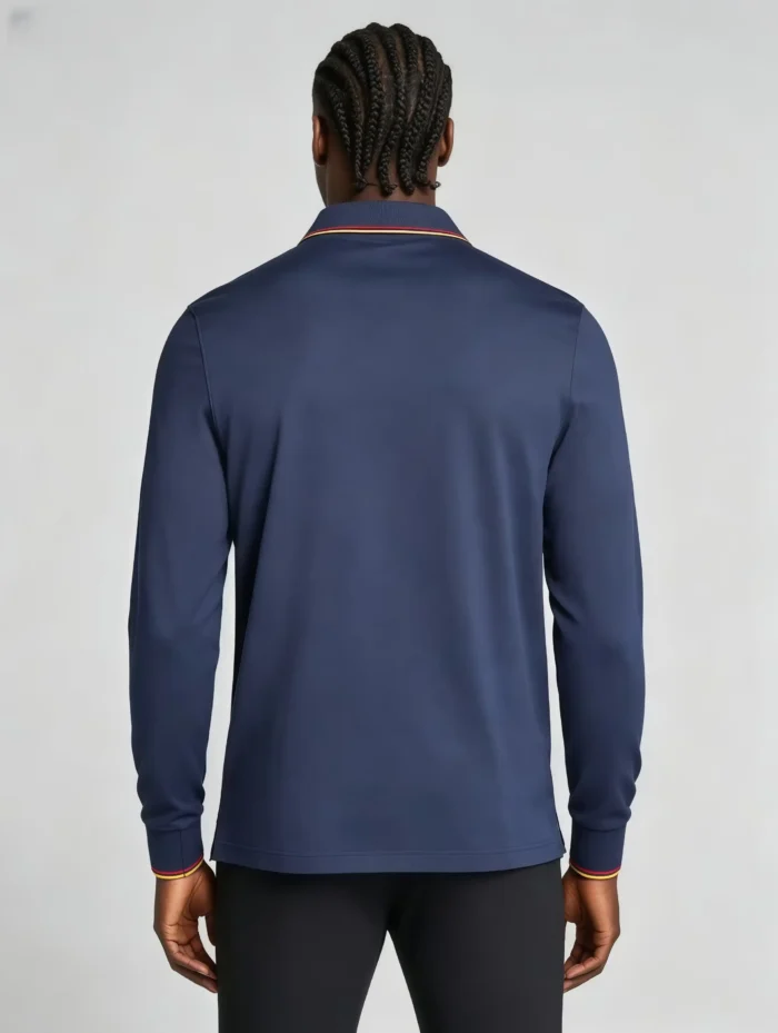 Color Striped Trim Lapel Long Sleeve Polo, Slim Fit Casual Long Sleeve Top for Men - Image 8