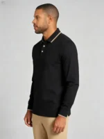 Color Striped Trim Lapel Long Sleeve Polo, Slim Fit Casual Long Sleeve Top for Men - Image 13