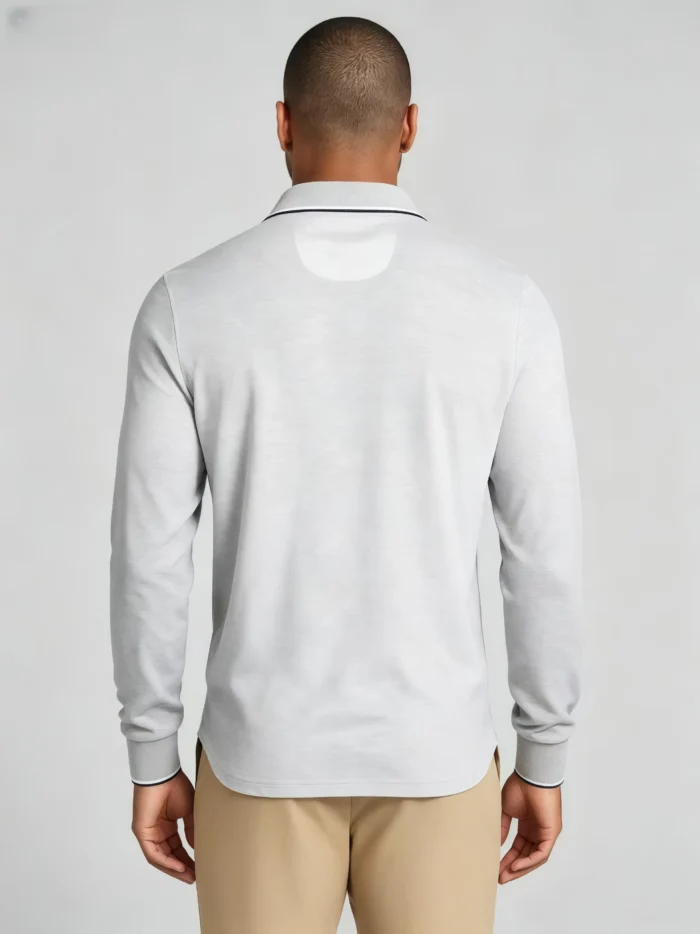 Color Striped Trim Lapel Long Sleeve Polo, Slim Fit Casual Long Sleeve Top for Men - Image 15
