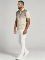 Gradient Floral Print Lapel Polo, Slim Fit Vacation Casual Short Sleeve Top for Men - Image 4