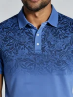 Gradient Floral Print Lapel Polo, Slim Fit Vacation Casual Short Sleeve Top for Men - Image 7