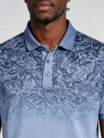 Gradient Floral Print Lapel Polo, Slim Fit Vacation Casual Short Sleeve Top for Men - Image 15