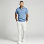 Vertical Cable Textured Lapel Knit Polo, Slim Fit Breathable Casual Short Sleeve Top for Men - Image 13
