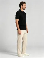 Vertical Cable Textured Lapel Knit Polo, Slim Fit Breathable Casual Short Sleeve Top for Men - Image 7