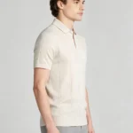 Vertical Cable Textured Lapel Knit Polo, Slim Fit Breathable Casual Short Sleeve Top for Men