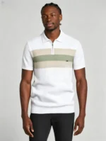 Horizontal Striped Texture Zip Lapel Polo, Slim Fit Breathable Casual Short Sleeve Top for Men - Image 6