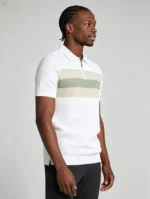 Horizontal Striped Texture Zip Lapel Polo, Slim Fit Breathable Casual Short Sleeve Top for Men - Image 7