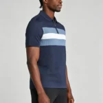 Horizontal Striped Texture Zip Lapel Polo, Slim Fit Breathable Casual Short Sleeve Top for Men