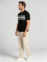 Horizontal Striped Texture Zip Lapel Polo, Slim Fit Breathable Casual Short Sleeve Top for Men - Image 12