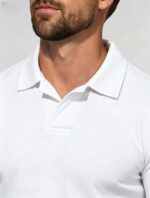 Soft Stretch Solid Buttonless Polo, V Notch Collar Short Sleeve All-Match Shirt for Business Casual Wear - Image 7