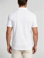 Soft Stretch Solid Buttonless Polo, V Notch Collar Short Sleeve All-Match Shirt for Business Casual Wear - Image 8