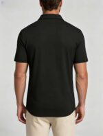 Soft Stretch Solid Buttonless Polo, V Notch Collar Short Sleeve All-Match Shirt for Business Casual Wear - Image 13