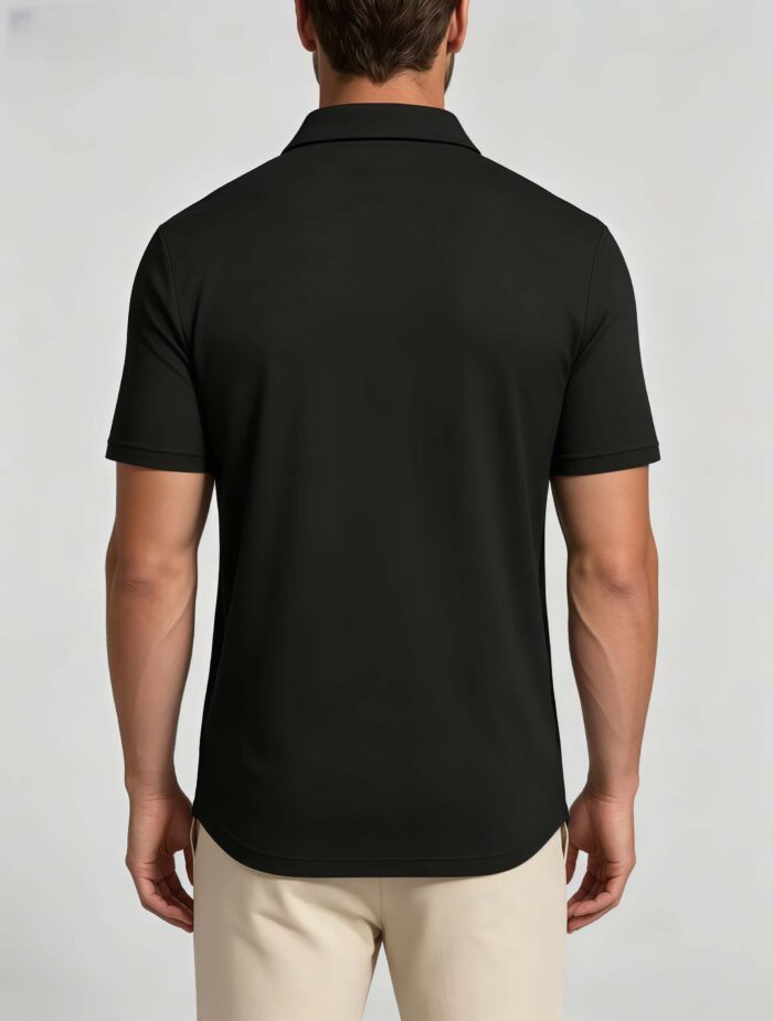 Soft Stretch Solid Buttonless Polo, V Notch Collar Short Sleeve All-Match Shirt for Business Casual Wear - Image 13