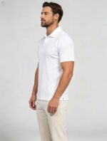 Soft Stretch Solid Buttonless Polo, V Notch Collar Short Sleeve All-Match Shirt for Business Casual Wear - Image 9