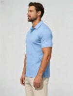 Soft Stretch Solid Buttonless Polo, V Notch Collar Short Sleeve All-Match Shirt for Business Casual Wear - Image 15
