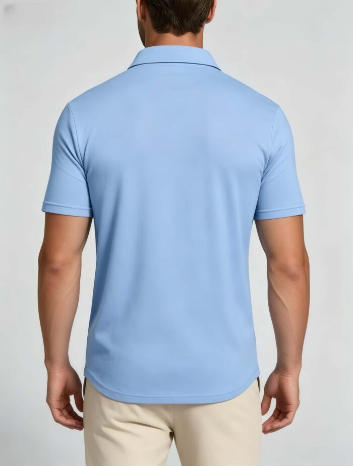 Soft Stretch Solid Buttonless Polo, V Notch Collar Short Sleeve All-Match Shirt for Business Casual Wear - Image 17