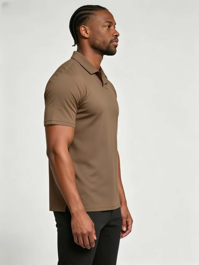 Soft Stretch Solid Buttonless Polo, V Notch Collar Short Sleeve All-Match Shirt for Business Casual Wear - Image 19