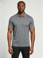Soft Stretch Solid Buttonless Polo, V Notch Collar Short Sleeve All-Match Shirt for Business Casual Wear - Image 22