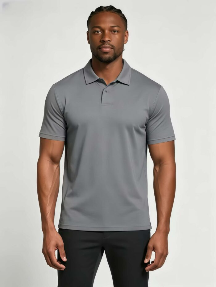 Soft Stretch Solid Buttonless Polo, V Notch Collar Short Sleeve All-Match Shirt for Business Casual Wear - Image 22