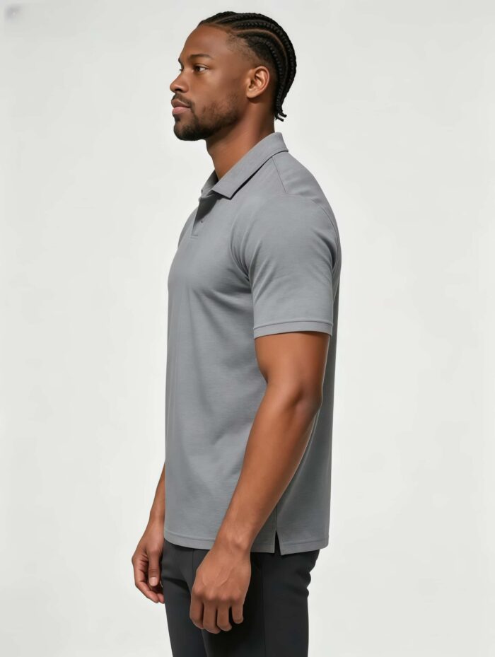 Soft Stretch Solid Buttonless Polo, V Notch Collar Short Sleeve All-Match Shirt for Business Casual Wear - Image 23
