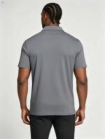 Soft Stretch Solid Buttonless Polo, V Notch Collar Short Sleeve All-Match Shirt for Business Casual Wear - Image 25