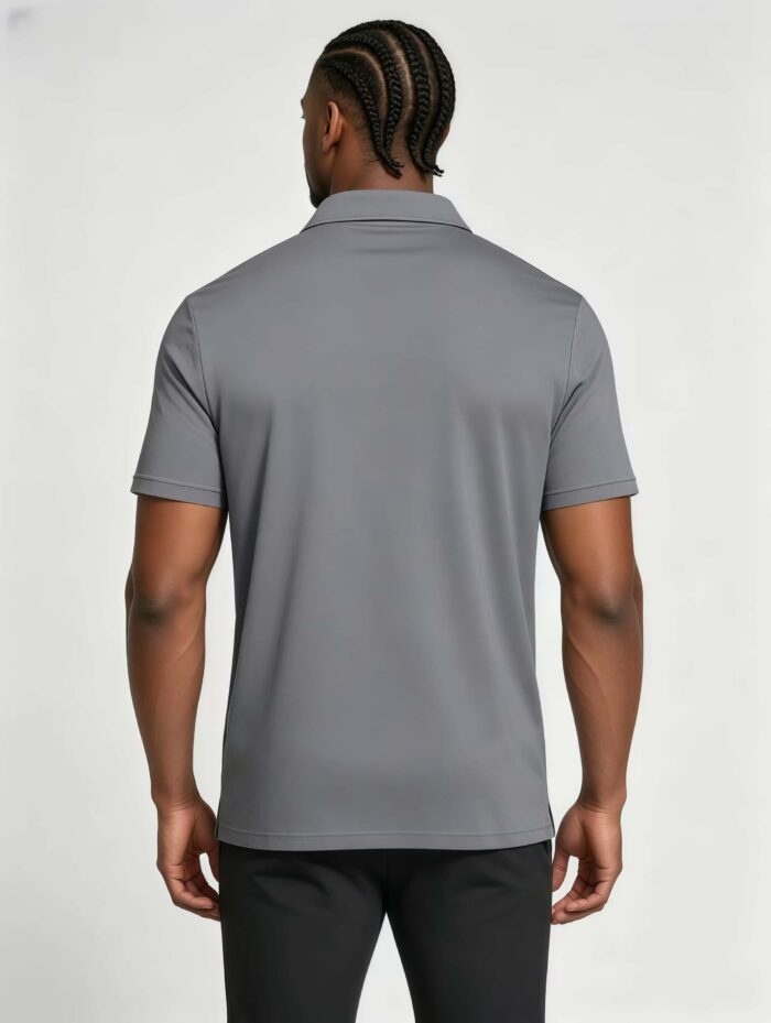 Soft Stretch Solid Buttonless Polo, V Notch Collar Short Sleeve All-Match Shirt for Business Casual Wear - Image 25