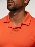 Soft Stretch Solid Buttonless Polo, V Notch Collar Short Sleeve All-Match Shirt for Business Casual Wear - Image 3