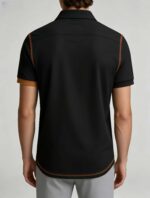 Luxury Contrast Stitch Trim Collared Pocket Polo, Solid Slim Fit Short Sleeve Minimalist Pullover for Men - Image 13