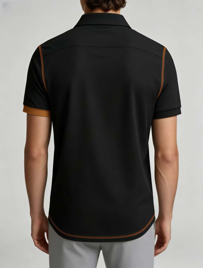Luxury Contrast Stitch Trim Collared Pocket Polo, Solid Slim Fit Short Sleeve Minimalist Pullover for Men - Image 13