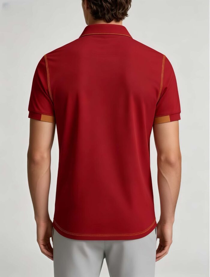 Luxury Contrast Stitch Trim Collared Pocket Polo, Solid Slim Fit Short Sleeve Minimalist Pullover for Men - Image 5