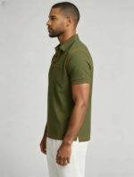 Luxury Contrast Stitch Trim Collared Pocket Polo, Solid Slim Fit Short Sleeve Minimalist Pullover for Men - Image 22