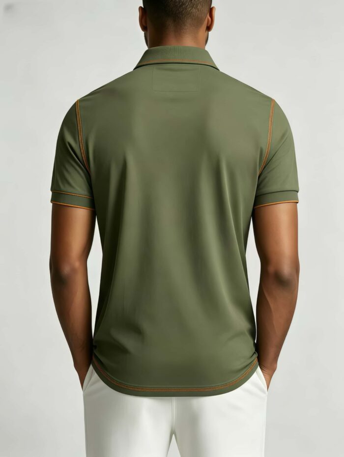 Luxury Contrast Stitch Trim Collared Pocket Polo, Solid Slim Fit Short Sleeve Minimalist Pullover for Men - Image 23