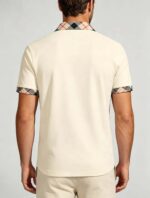 Smooth Ice Silk Plaid Contrast Panel Polo, Two-Button Collar Short Sleeve All-Match Solid Shirt for Business Casual Wear - Image 9