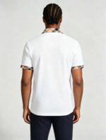 Smooth Ice Silk Plaid Contrast Panel Polo, Two-Button Collar Short Sleeve All-Match Solid Shirt for Business Casual Wear - Image 25